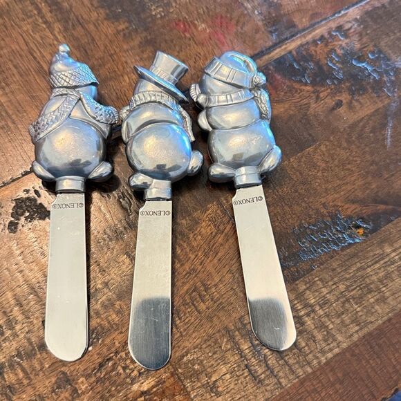 Lenox Yuletide Snowman Holiday Spreaders Christmas cheese knives - Picture 5 of 6